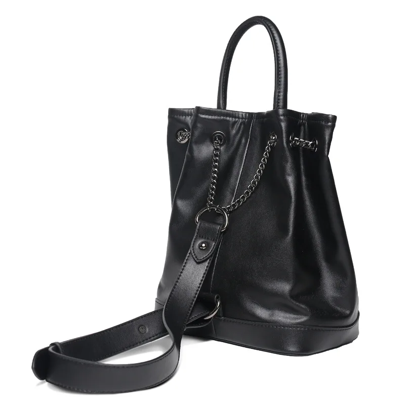 Large Capacity Women's Bag 2024 New Genuine Leather Solid Color Shoulder Backpack Versatile Handheld Backpack Luxury Designer