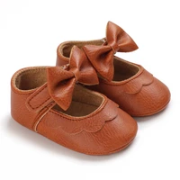 Cute Baby Casual Shoes Baby Bow Anti slip Rubber Soft Sole Flat Shoes PU First Walker Newborn Bow Decoration Mary Jane 2