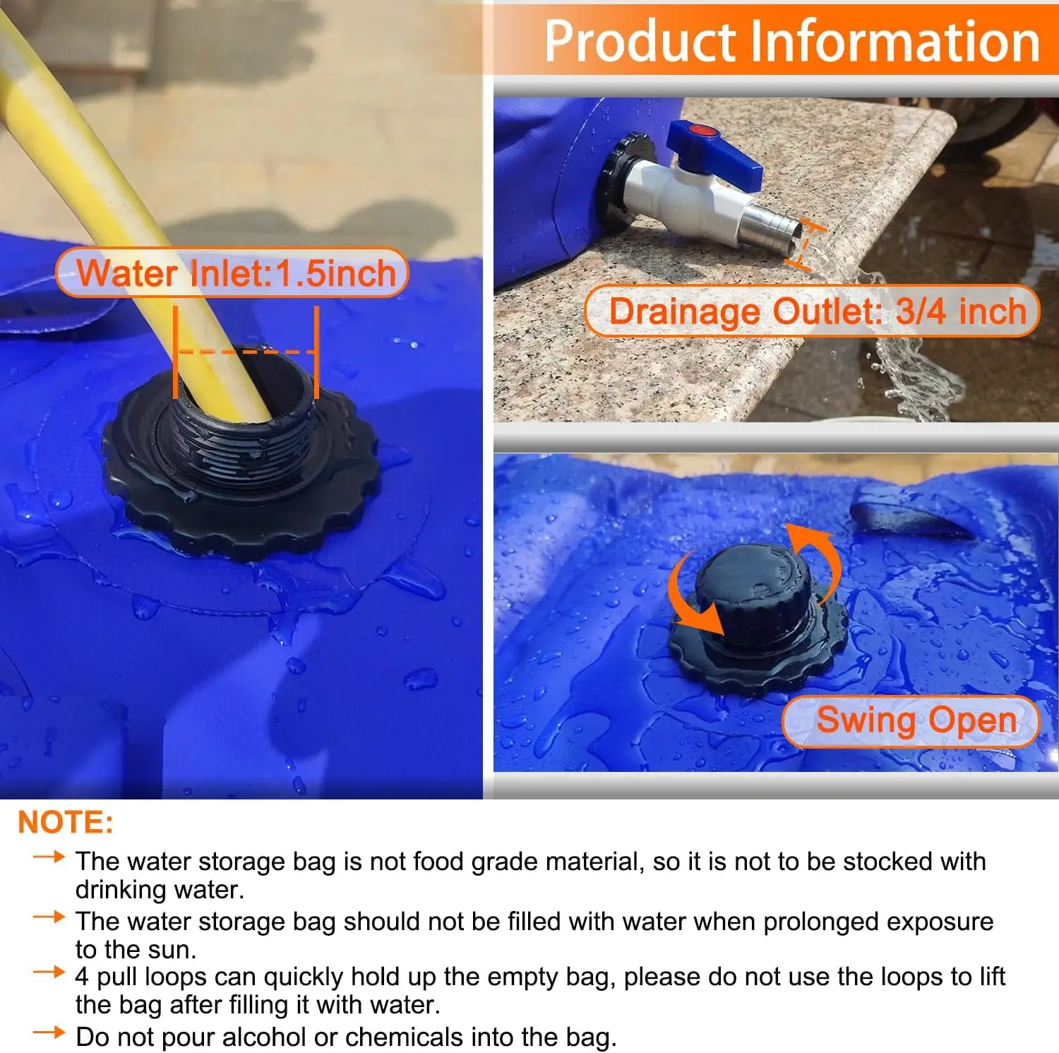 110L/30gal Portable Water Tank Collapsible Water Storage Container with 3/4" PVC Spigot Suitble Camping Emergency Storage water storage bag