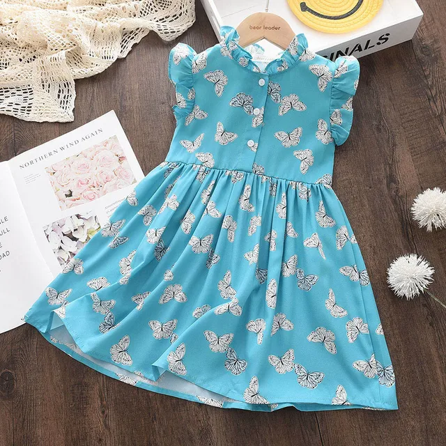 Bear Leader Girl Casual Dress 2022 New Fashion Princess Dresses Girls Sweet Costumes Cute Outfits Baby Girls Vestidos for 3 7Y AM1545 Blue
