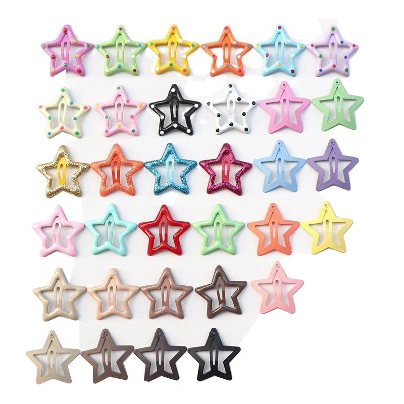 20/30Pcs Y2K Bb Solid Star Hairclips Girls Colorful Kawaii Star Barrettes Alloy Hair Clips Bb Hairpins Fashion Hair Accessories