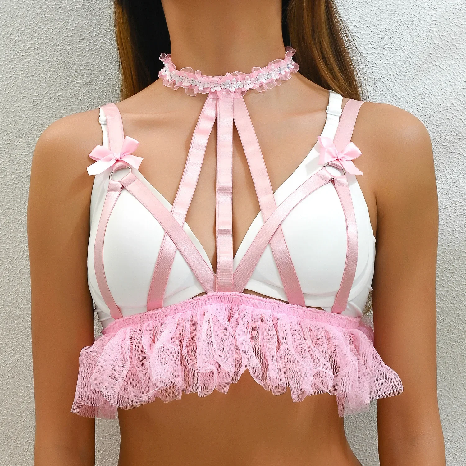 Adjustable Sexy Pink Brassiere Women's Stage Performance Costume Fashionable Western Foreign Trade Bralette Comfortable Fit