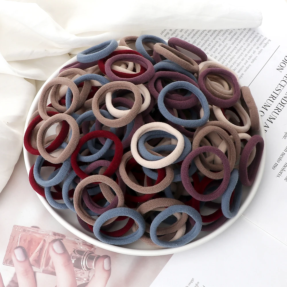 50PCS Mixed Colors Basic Hair Band 4cm Girls Women Classic Solid Color Headband Elastic Headwear Hair Accessories Scrunchie Gift