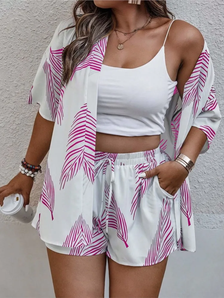 Summer Casual Tracksuit Women's Shorts Suits Green Streetwear Short Sleeve Shirt Tops Loose Drawstring Mini Shorts Two Piece Set