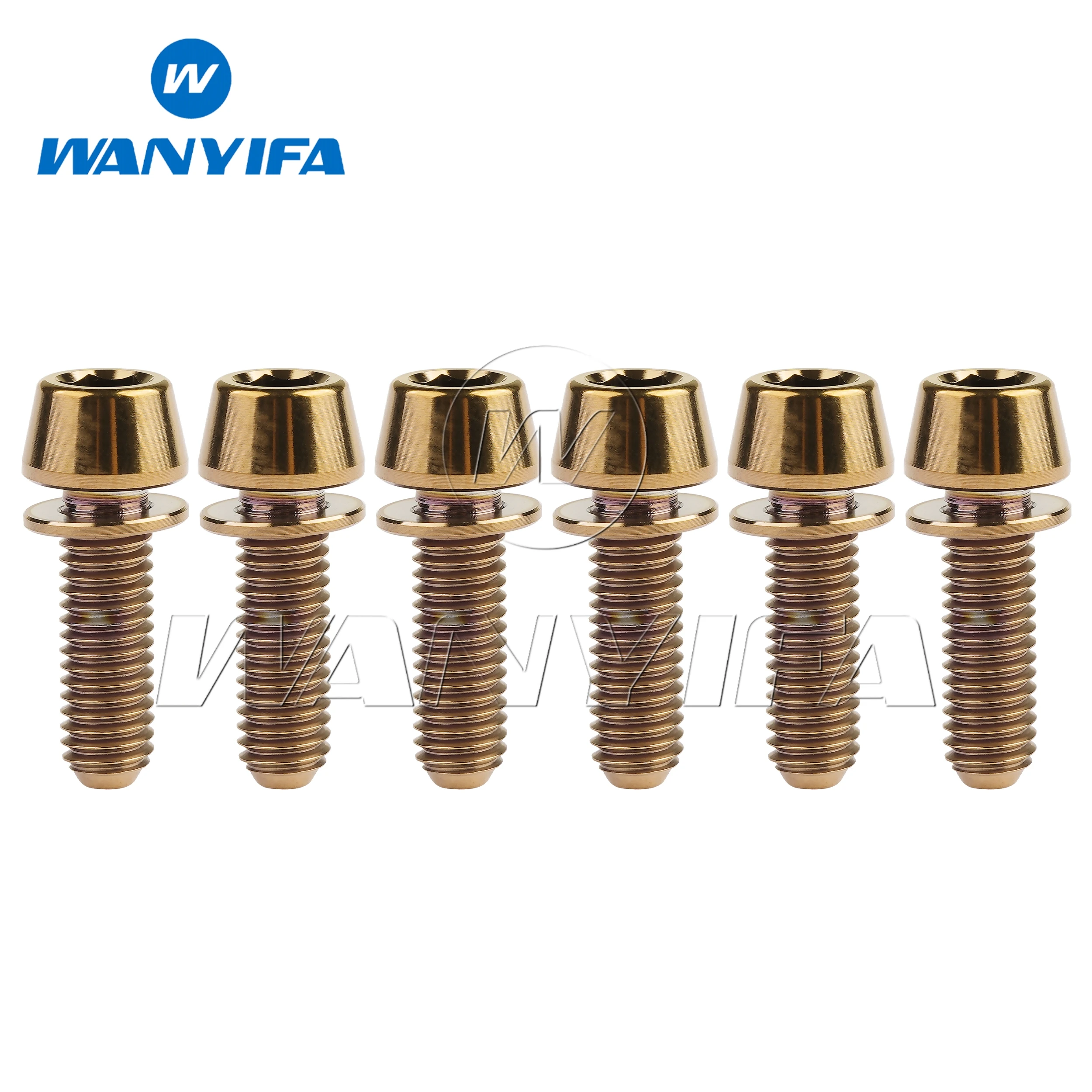 Titanium Bolts 6Pcs Titanium Ti M5 M6 x 16 18 20 25mm Allen Hex Tapered Head Bolts With Washer Screw for Bicycle Stem