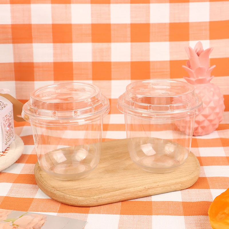 10Pcs 10Oz Disposable Mousse Cups Cake With Lid Clear Plastic Boxes Ice-Cream Dessert Picnic Pudding Jelly Dessert Yogurt Cups