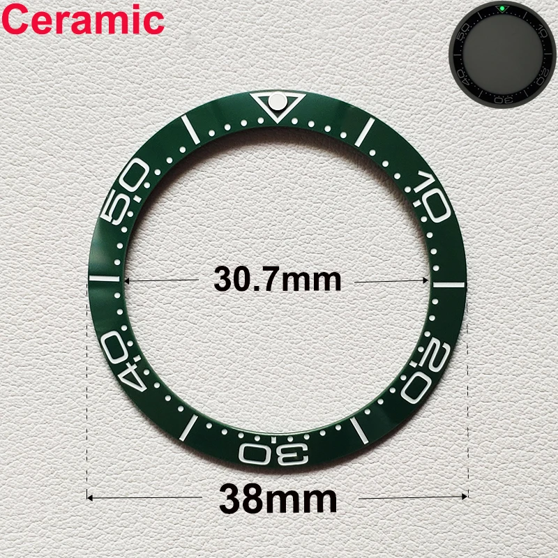 Watch Bezel Insert Ring 38mm*30.7mm Ceramic Sloping Bezel Insert Suitable For 40mm Men's Sea Master Watch Ring Accessories Replace Fully Luminous Bezels