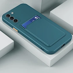 Soft Silicone Card Slot Holder Wallet Phone Case for Galaxy A57 (Dark Green)