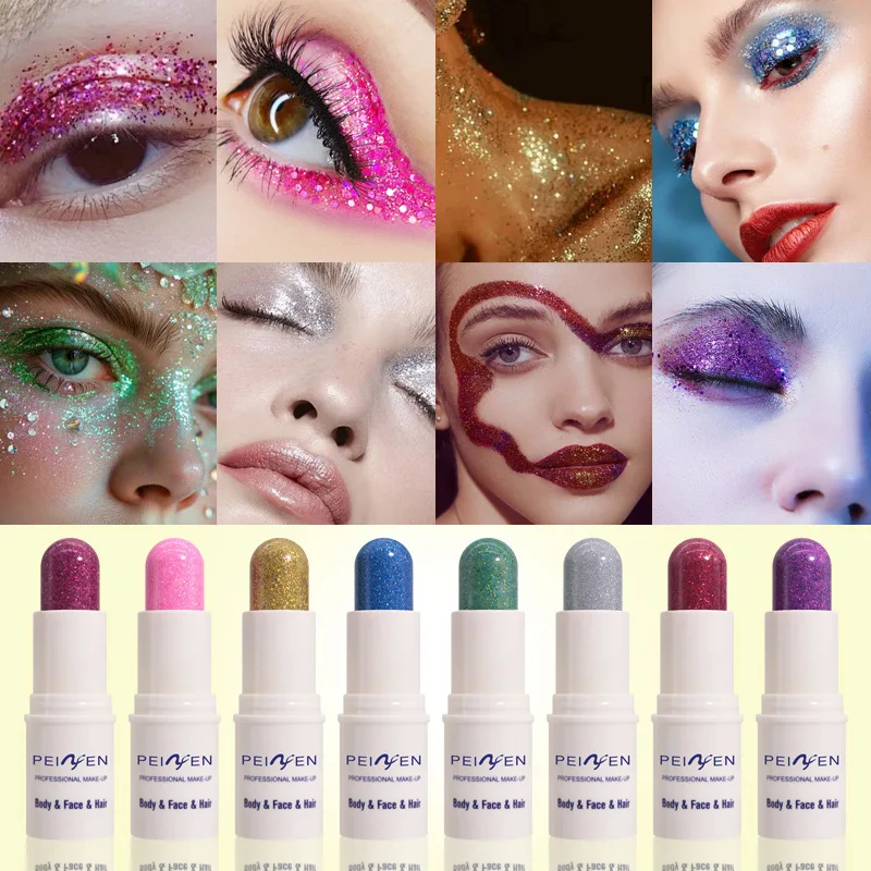 Glitter Eyeshadow Stick Waterproof Korean Makeup Cosmetics Shiny Eyeshadows Glitter Eyeliner Korean Green Blue Eye Shadow Stick 5