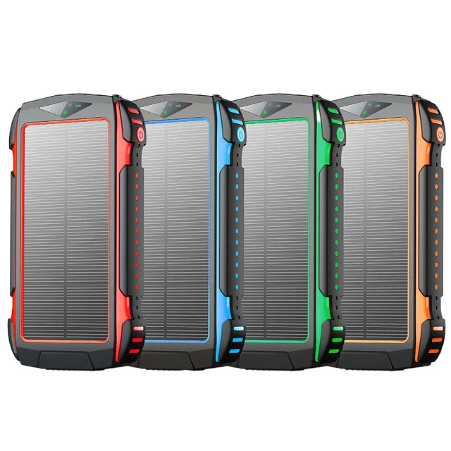 Solar Power Bank Waterproof 100000mAh Solar Charger USB Ports External Charger Powerbank for Xiaomi 5S Smartphone with LED Light best portable phone charger Power Bank