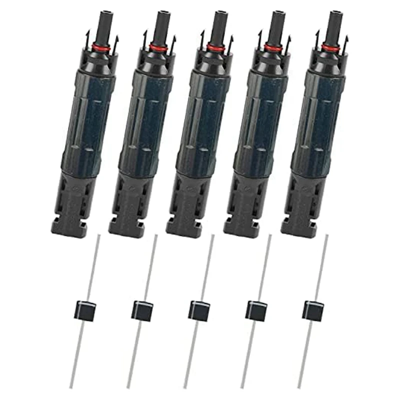 

5 PCS PV Solar Panel Connector Male/Female Built-In Diode Inline Fuse Solar Wire Connectors Waterproof Anti-Backflow