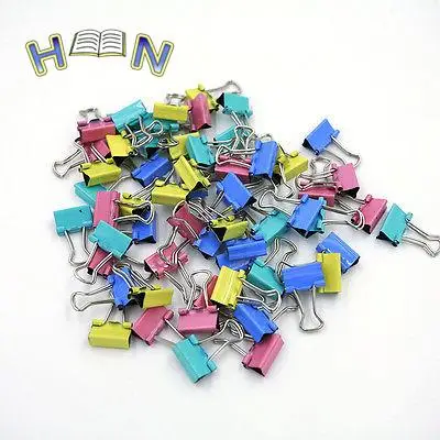60pcs/lot 15mm Colorful Metal Binder Clips Paper Clip Office Stationery Binding Supplies