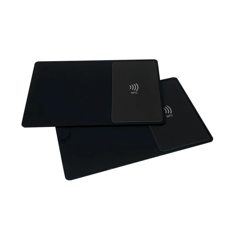

Custom Tap to go nfc chip black metal business card for social media contact