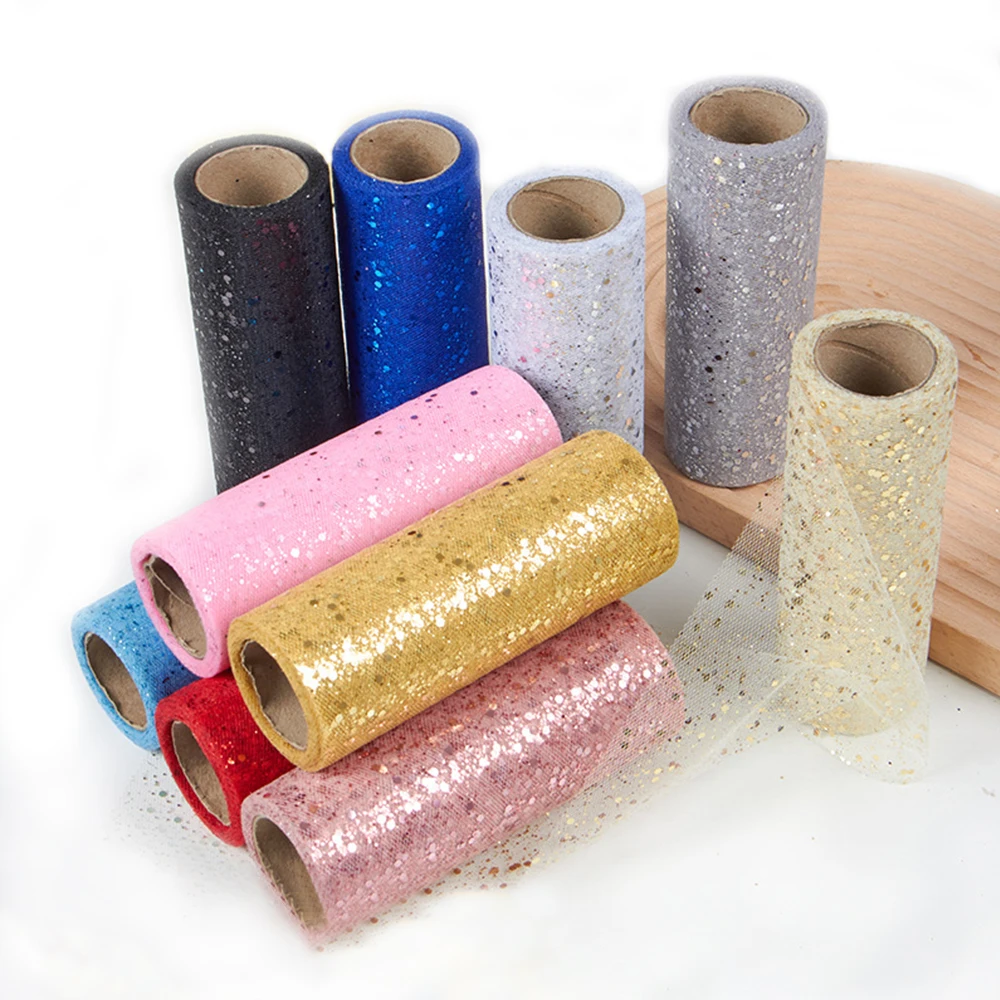 Wholesale Rainbow Glitter Netting Fabric Sparkling Tulle Roll 