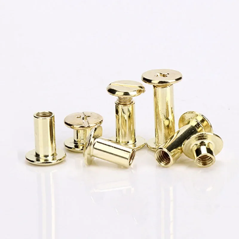 10pcs Metal Gold Binding Chicago Screws Studs Rivets Slotted Belt Screw for DIY Photo Album Desk Menu Wallet Fasteners