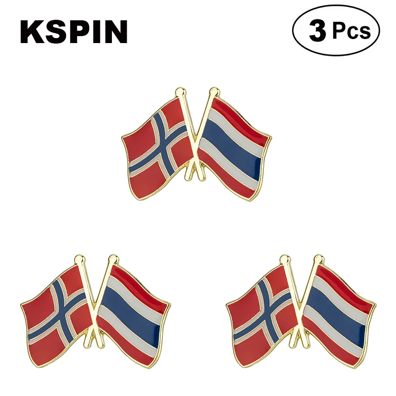 

Norway and Thailand Friendship Flag Lapel Pins Badges Brooches