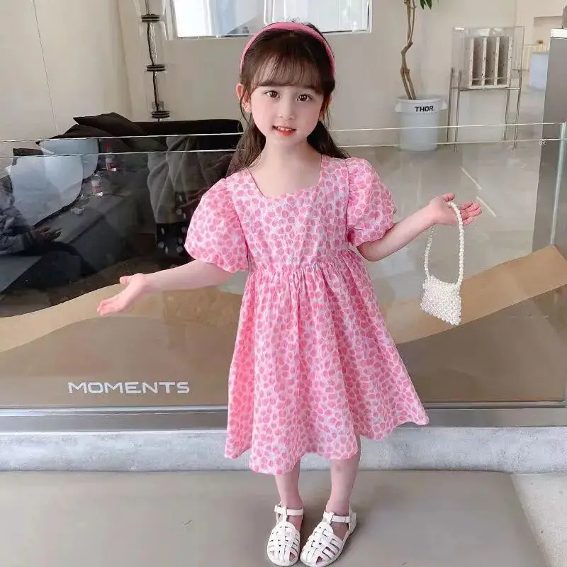 

Girls Cotton Dress Summer Dress 2022 New Baby Children's Clothing Princess Dress Children's Floral Dress