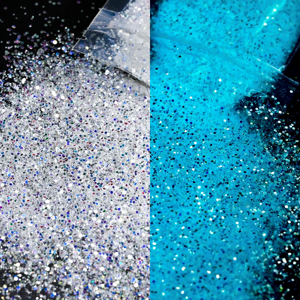 10g/lot White Change to Green/Blue Powder Luminous Nail Powder Glow In Dark Nail Glitter Pigment Phosphor Glowing Dust