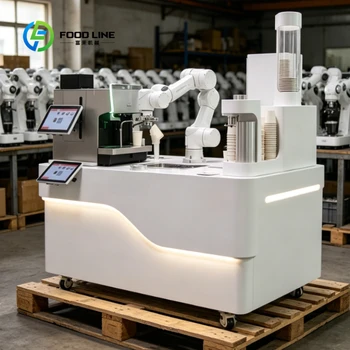 Stazione da Caffè Robotica Personalizzata con Braccio Meccanico, Macinacaffè e Preparazione Automatica, Stazione Minimalista per 24 Ore Senza Supervisione