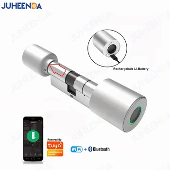 Juheenda Tuya 스마트 실린더 잠금 전자 블루투스 APP 원격 생체 인식 지문 잠금 장치 도난 방지 보안 홈 도어 잠금 장치