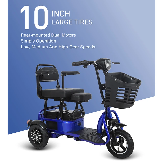 Triciclo eléctrico de 3 ruedas para adultos, venta al por mayor, 2021