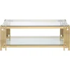 Gold Stainless Steel Frame Glass Coffee Table, Living Room Double-layer Coffee Table, Glass Countertop Coffee Table 4