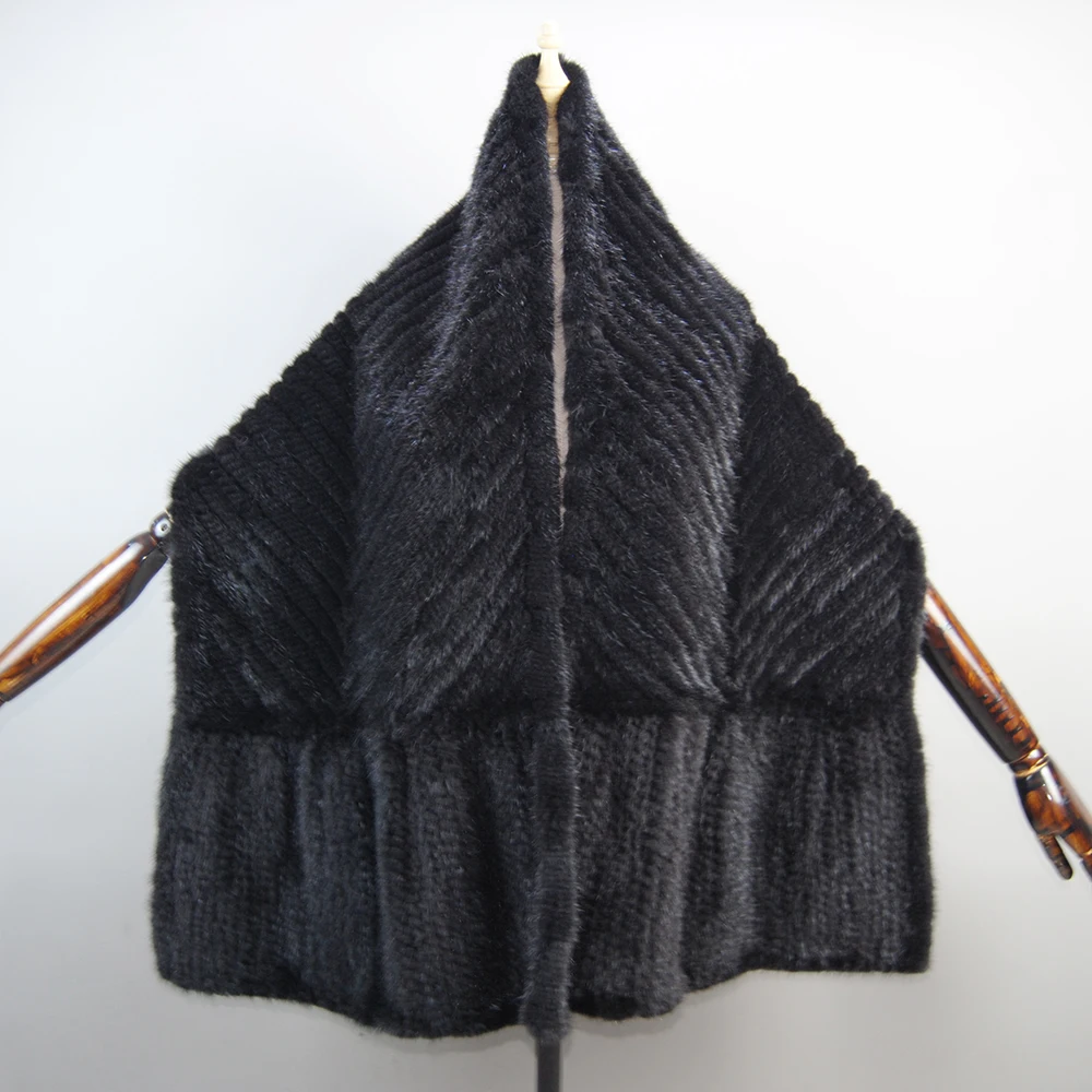 New Arrivals Luxury Women's Real Mink Fur Scarf Lady Fashion Knitted Genuine Mink Fur Scarves Winter Warm Natural Muffler