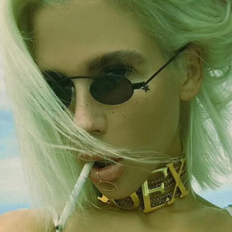 

Arched Single Beam Oval Frame Sunglasses Marine Lens Sunglasses Punk Style Sunglasses Exquisite Fashion Wear Stage Performance