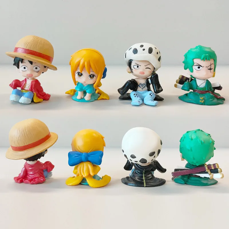 4Pcs/Set Anime ONE PIECE Action Figures Cute Sitting Luffy