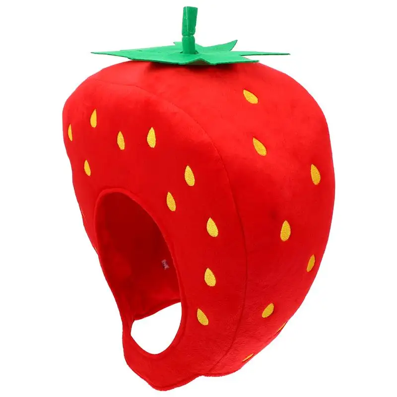 1pc Plush Hat Funny Strawberry Shape Headwear Cosplay Hat Cartoon Photo Prop