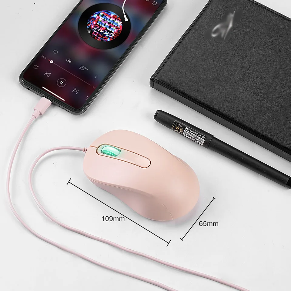 tipo c Wired Gaming Mouse Mouse Óptico Ergonômico Silencioso Rolo Luminoso Colorido Mouse de Computador para pc Laptop Desktop 3d - Imagem 2