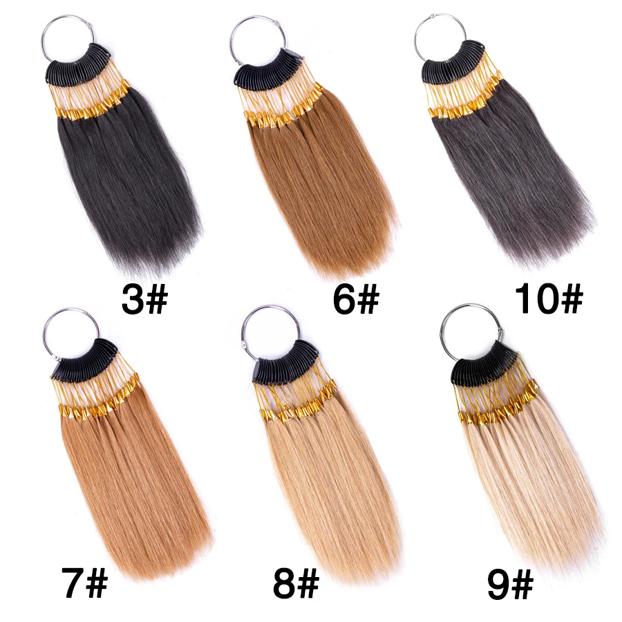 Human Color Rings Dyer Hair Testing Colored Strands For Hair Teaching Natural Virgin Can Be Dyed Crimp Curly Salon Tools