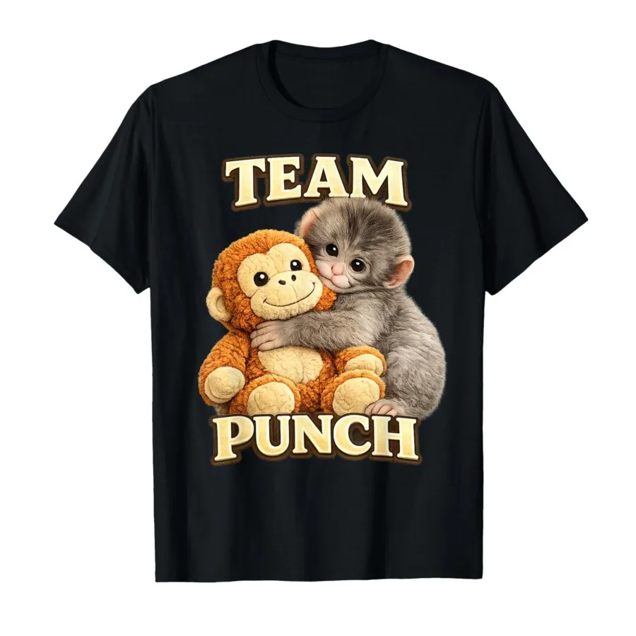 Cute Monkey Punch Panchi Kun Japan Baby Team Meme T-Shirt - 100% Cotton Short Sleeve Top