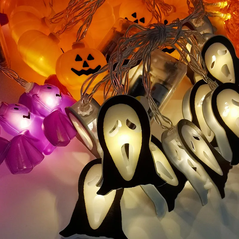 Description Picture 4 of item150CM 10LED Halloween LED String Lights Glow Ghost Skeletons Pumpkin For Home Decor Outdoor Halloween Party Decoration Supplies