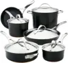Nouvelle Copper Hard Anodized Nonstick Pots and Pans, Cookware Set (11 Piece), Onyx 1