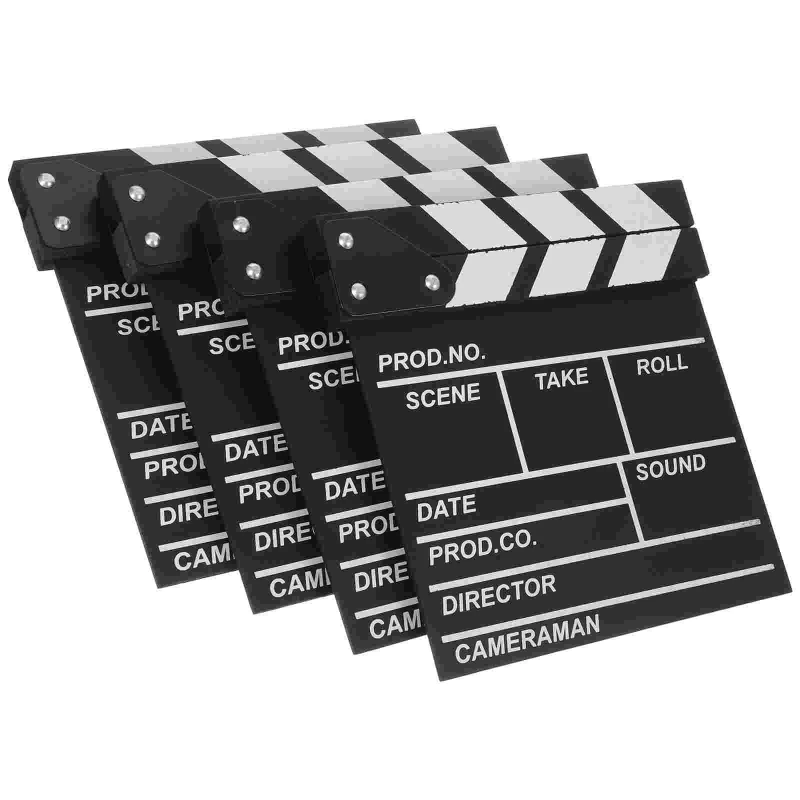 

4pcs Film Slate Cut Prop Prop Portable Wooden Cut Action Scene Board Photo Prop Film Movie Clapperboard