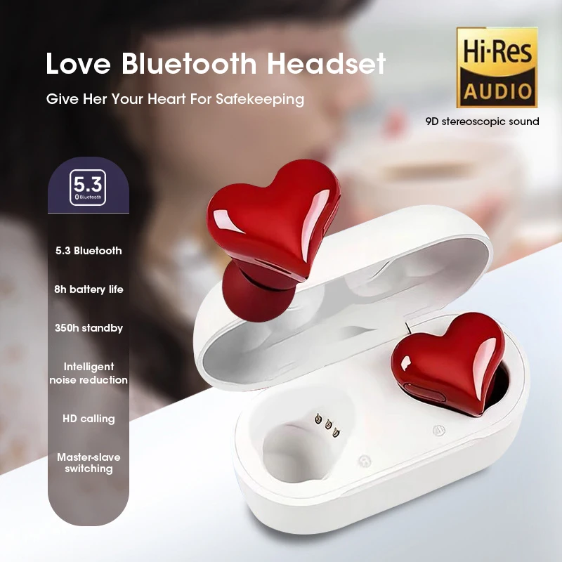 

Новинка, лидер продаж, беспроводные наушники Bluetooth 5.3, Женская гарнитура в форме сердца, высококачественные наушники-вкладыши в форме сердца, наушники с шумоподавлением
