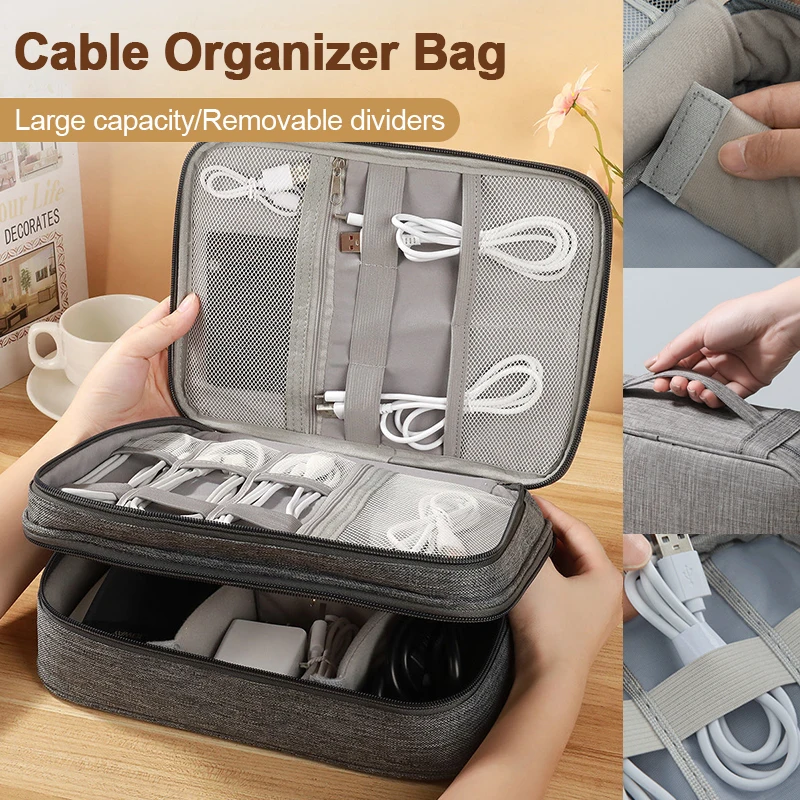 

Data Cable Storage Bag Waterproof Digital Electronic Organizer Portable USB Data Line Storage Bag Travel Charger Plug Organizer