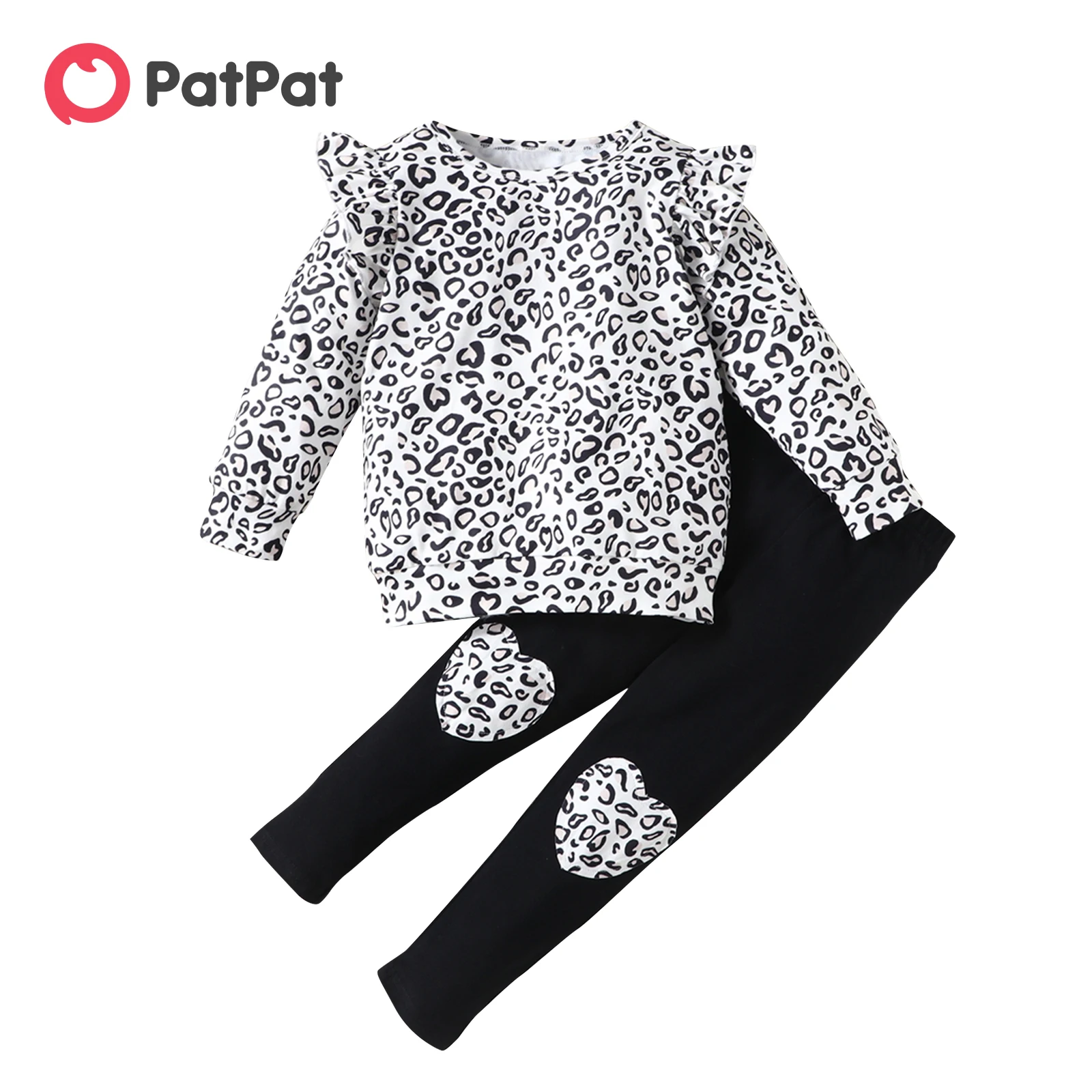 PatPat2pieceToddlerGirlLeopardPrintFlutterLongsleeveTopand