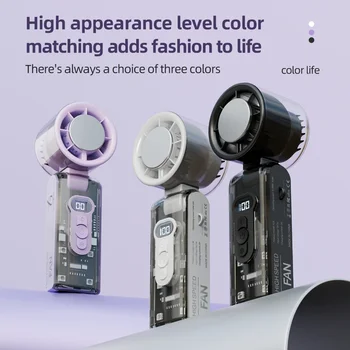 Outdoor Foldable Portable Handheld Fan Mini Cooling Rechargeable 3600mAh Fan High Speed Wind Turbo Folding Fans Digital Display 2