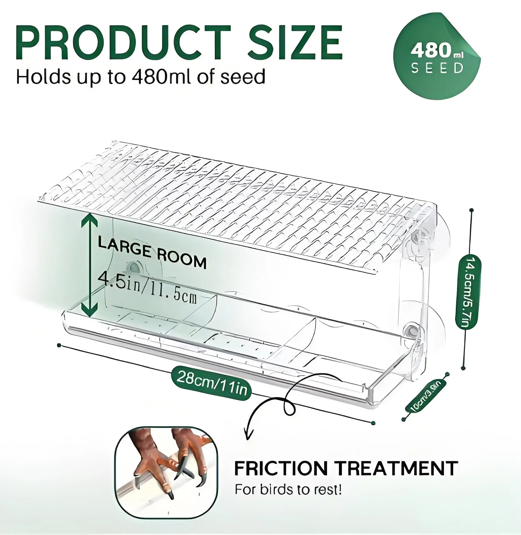 Clear Acrylic Window Bird Feeder 2