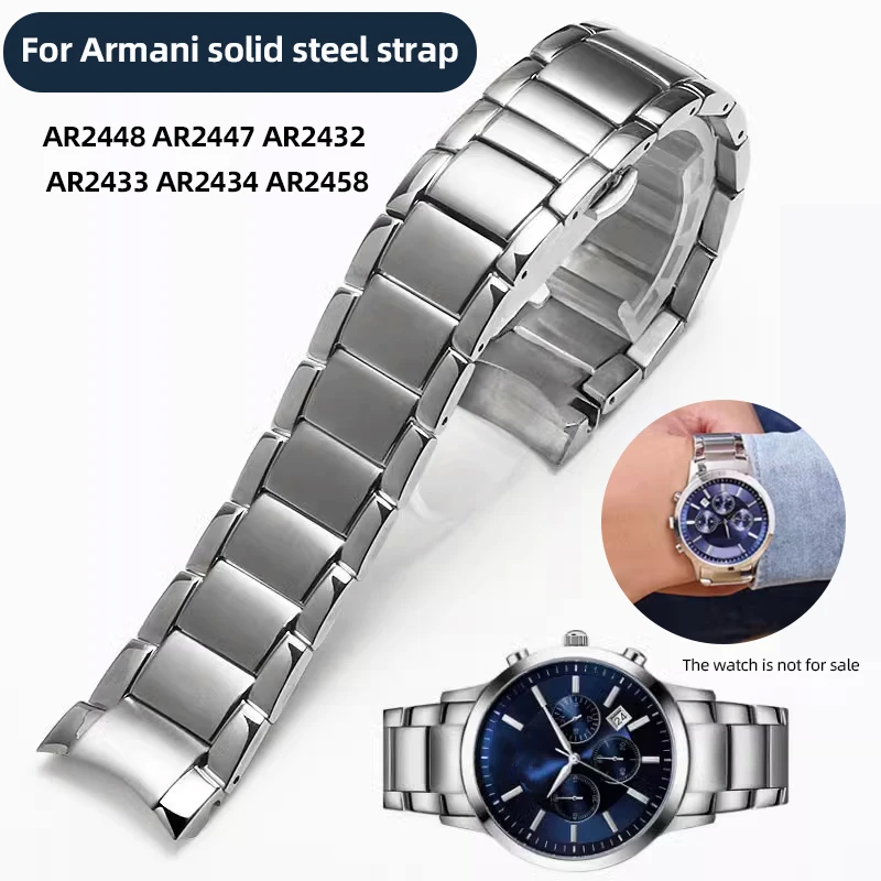 Stainless Steel Curved End Men's Watch Bracelet - 22mm
