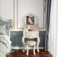 Table de toilette de style européen pour chambre à coucher, petite table de toilette multifonctionnelle moderne et minimaliste pour appartement 4