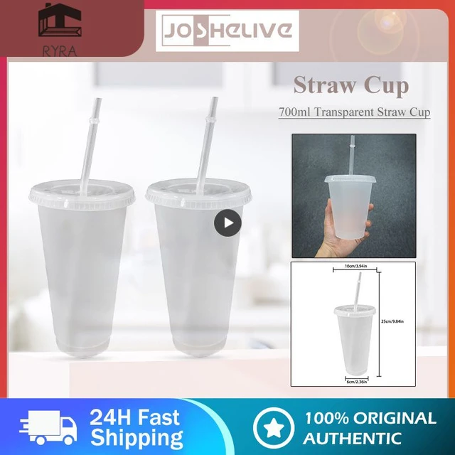 Straw Mugs With Lid With Straw 700ml Coffee Cups Clear Matte Mugs Drinkware  White Straw Cup Plastic Tumbler Reusable Cups - AliExpress