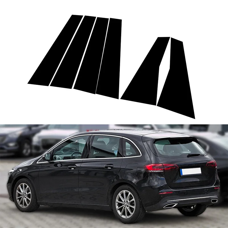 

6 шт., автомобильные полированные столбы, столбы, дверь, окно, отделка, панель, литье, наклейки, детали для Mercedes-Benz B-Class W247 2020 2021 2022 2023