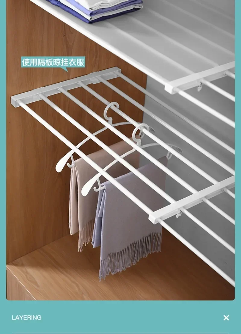 Extendable-Closet-Shelf-DIY-Wardrobe-Divider-Adjustable-Storage-Rack ...