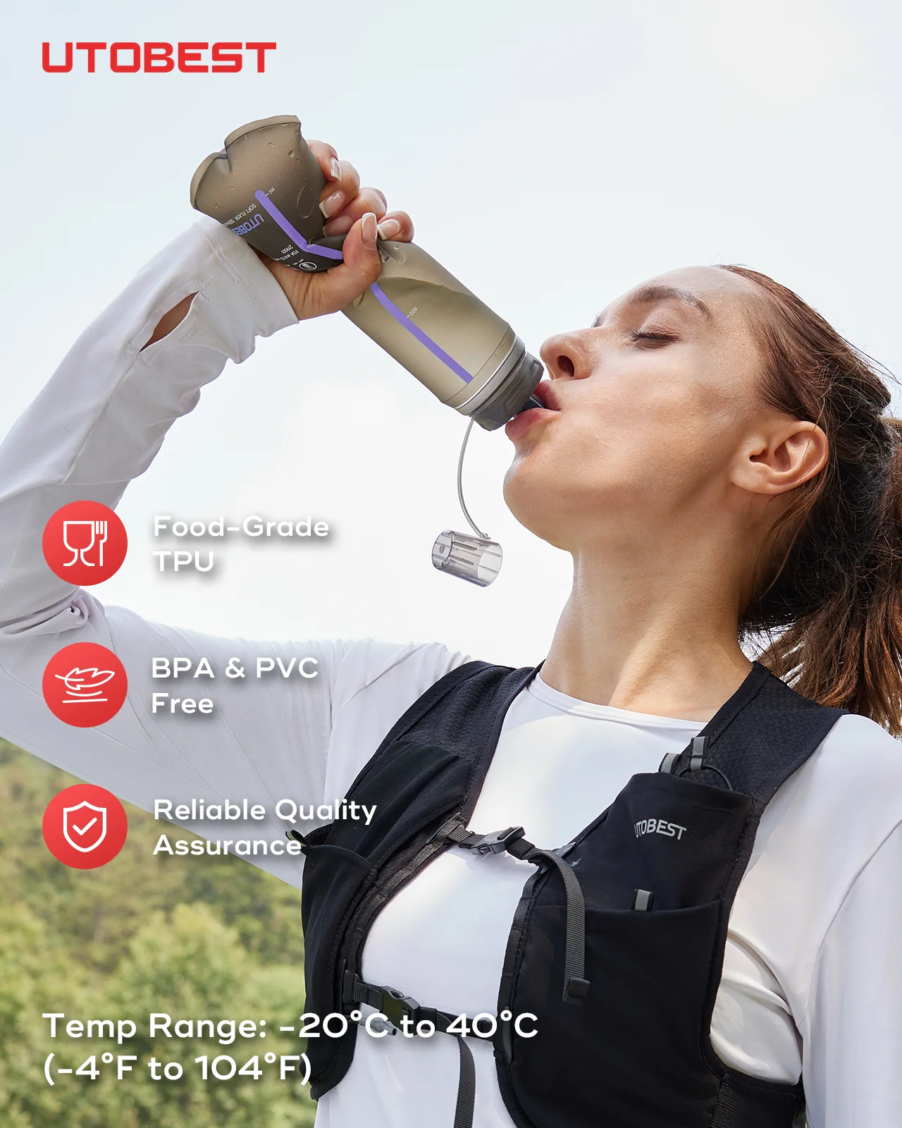 Sports Water Bottle Portable Water Bottle Sports Water Bag 150ml/200ml/500ml Soft Flask Foldable TPU Water Bottle Outdoor Hiking Running Cycling