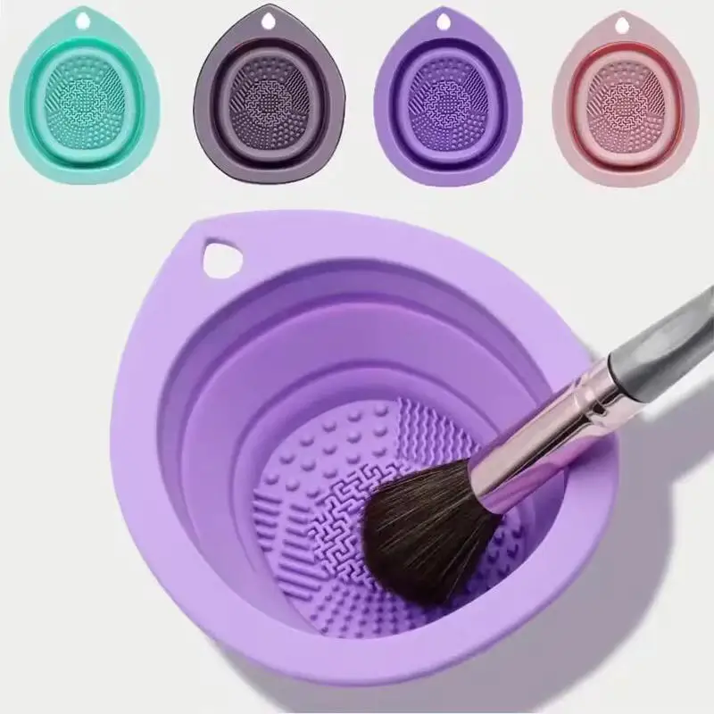 Description Picture 3 of itemSilicone Makeup Brush Cleaner Folding Powder Puff Cleaning Bowl Eyeshadow Brushes Washing Soft Mat Beauty Tools Scrubber Box