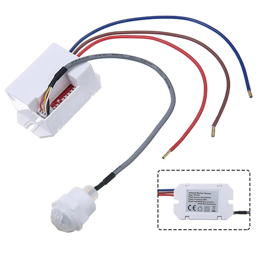 Light Switch PIR Sensor Detector Mini Recessed Motion Occupancy Rest Dips 6m 800W Adjustable Ceiling 220-240V/AC