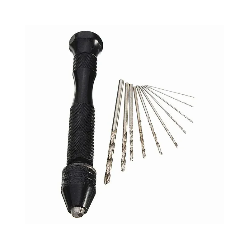 Description Picture 2 of itemMini Tool Set with Black Hand Twist Drill 10Pcs Fried Dough Twists Drill for Woodworking Drilling Rotary Wood Holes Tools Mini T